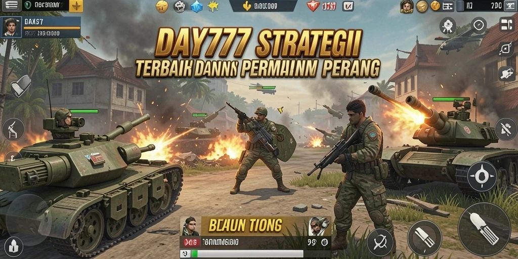 Tangkapan layar DAY777 menampilkan aksi pertempuran strategi yang intens.