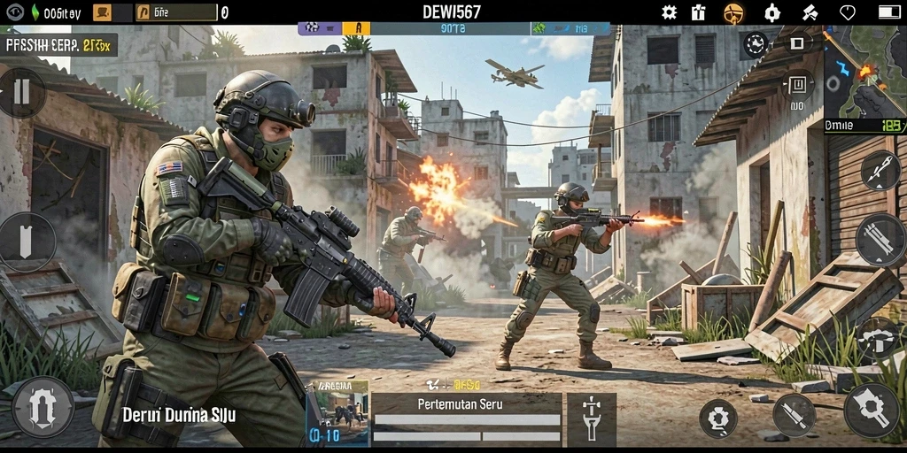 Gameplay DEWI567 menampilkan aksi tembak-menembak yang intens dan mendebarkan.