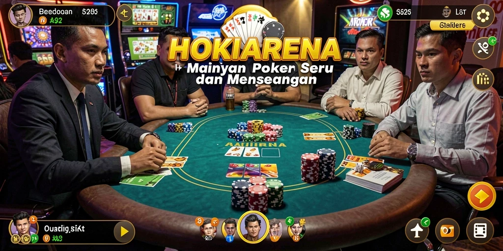 Tampilan gameplay poker HOKIARENA yang menarik dan seru.
