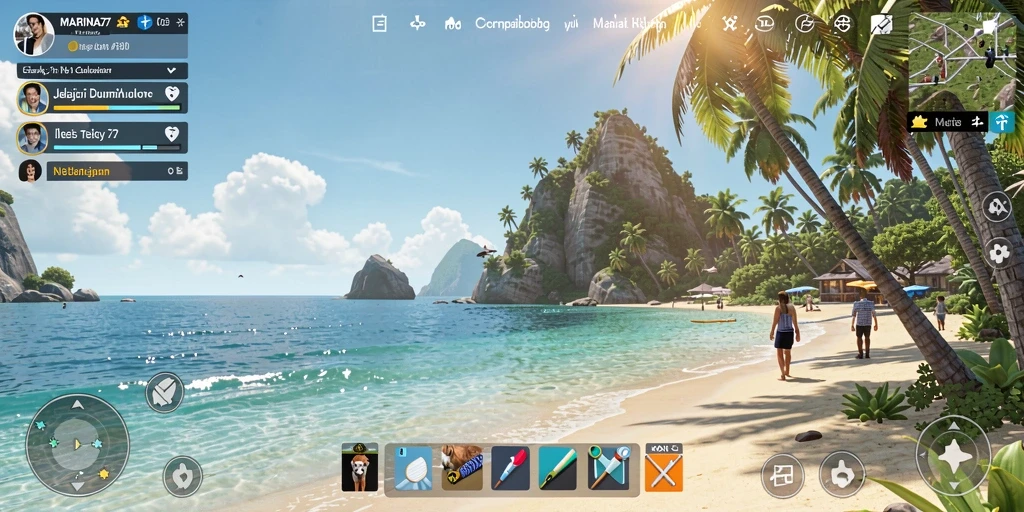 Screenshot gameplay <strong>MARINA77</strong> menampilkan aksi eksplorasi yang mendebarkan.