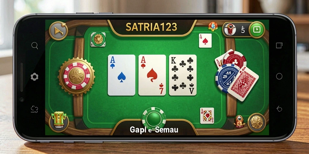 Tampilan screenshot <strong>SATRIA123</strong> yang menunjukkan momen seru bermain Gaple.