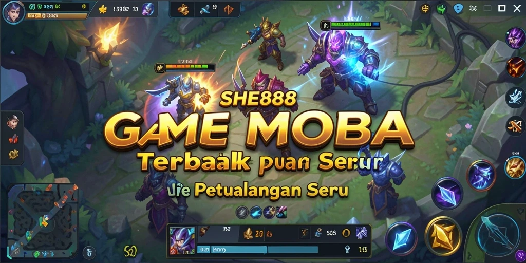 Tampilan menarik dari gameplay MOBA yang mendebarkan di SHE888.