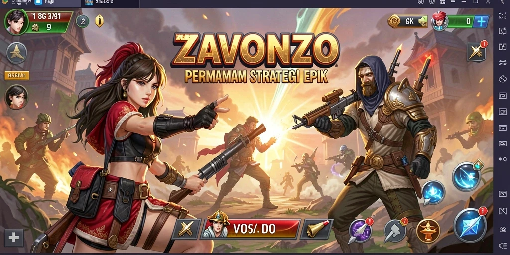 Tampilan gameplay taktis ZAVONZO yang mengasyikkan dan menantang.